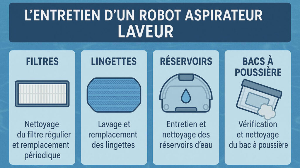 Infographie entretenir aspirateur robot laveur de sol